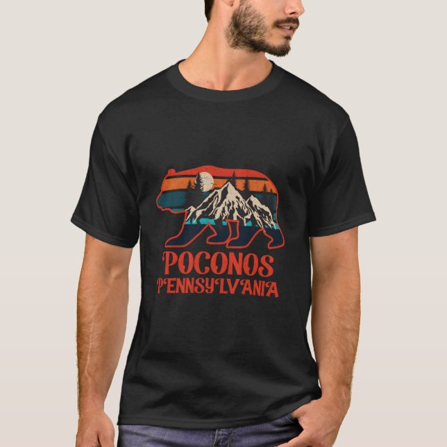 Poconosbergen Pennsylvania Pa Bear Hiking Sol T Shirt (Framsida)
