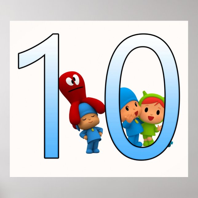 Pocoyo lustig barns födelsedag 10:e pojken och fli poster (Framsidan)