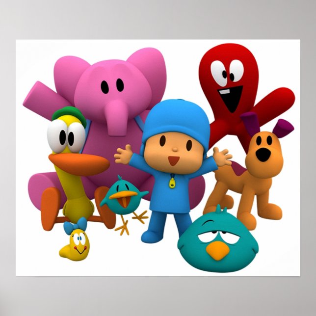 Pocoyo och vänner leker Tshirt mask och stilig Poster (Framsidan)