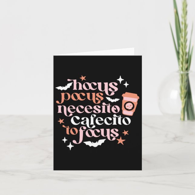 Pocus neecesito cafecito to Focus Halloween-kaffe Kort (Framsida)