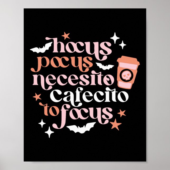 Pocus neecesito cafecito to Focus Halloween-kaffe Poster (Framsidan)