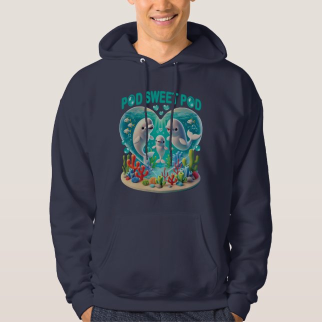 "Pod Sweet Pod" Whale Family Hoodie (Framsida)