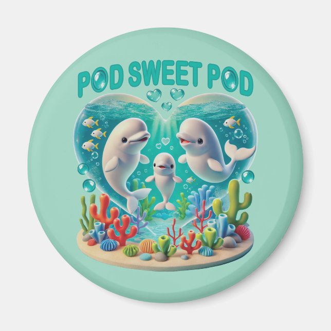 "Pod Sweet Pod" Whale Family Magnet (Framsidan)