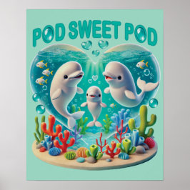 "Pod Sweet Pod" Whale Family Poster