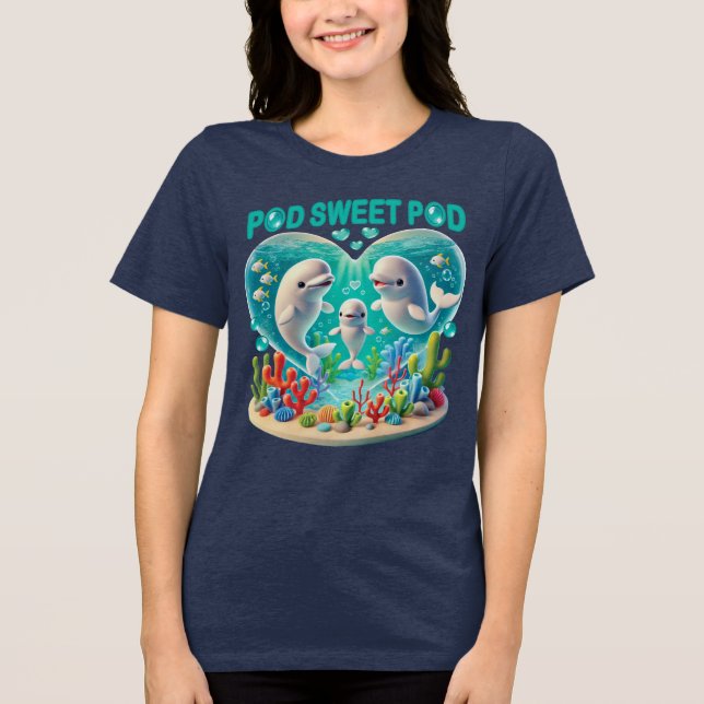 "Pod Sweet Pod" Whale Family T Shirt (Framsida)
