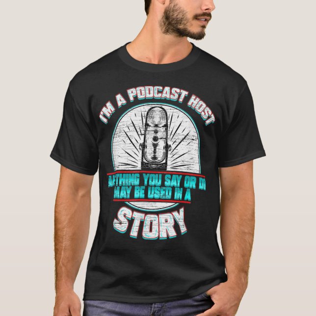Podcast Host Microphone Podcasting Radio Gift T Shirt (Framsida)