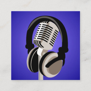 Podcast Micphone-hörlurar blå Fyrkantigt Visitkort