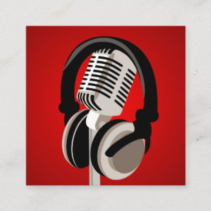 Podcast Micphone-hörlurar Red Fyrkantigt Visitkort