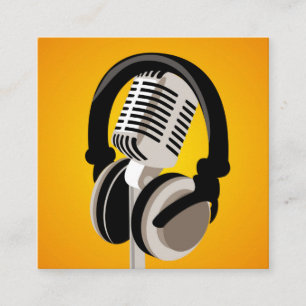 Podcast Microphone-hörlurar, Orange Fyrkantigt Visitkort