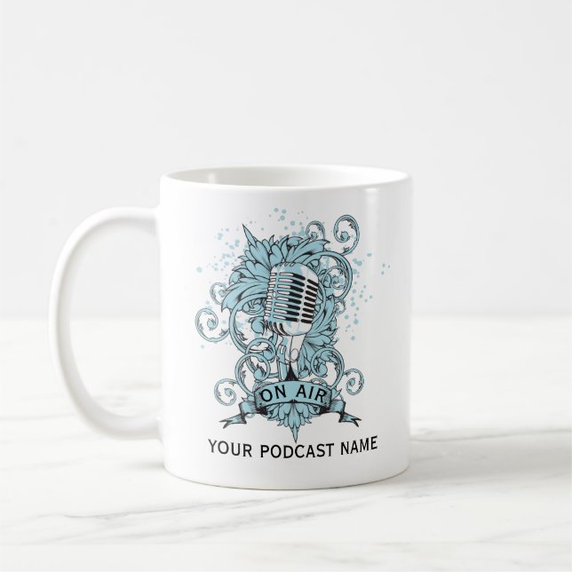 Podcast Namn Blue Microphone Kaffemugg (Vänster)