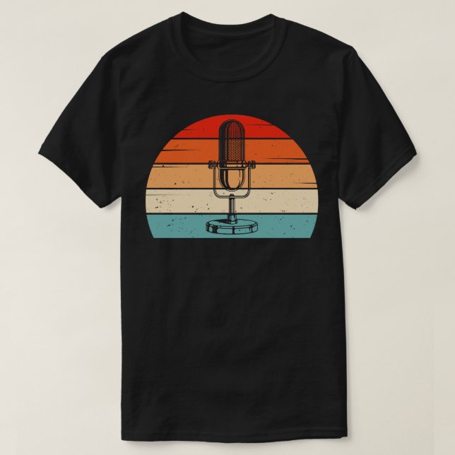 Podcast Radio Microphone Podcaster Retro Sol T Shirt (Design framsida)