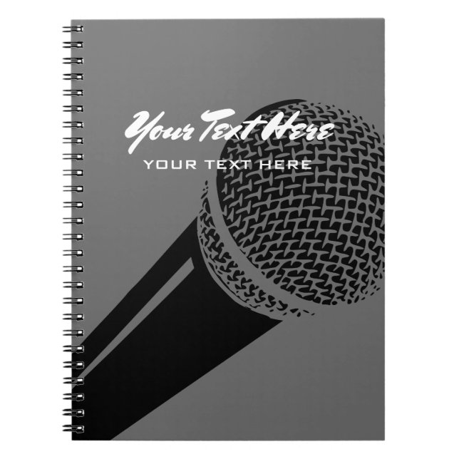 Podcaster anteckningsbok med mikrofon logodesign (Framsidan)