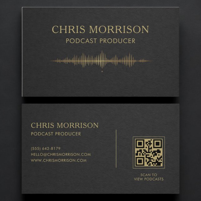 Podcastproducent Black Gold QR-kod Visitkort (Skapare uppladdad)