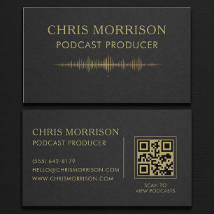 Podcastproducent QR-kod Svart Guld Visitkort
