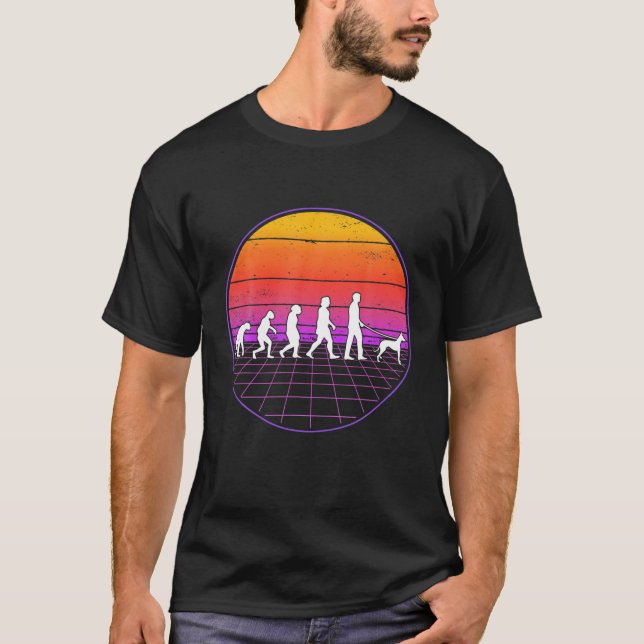 Podenco Evolution Vaporwave Ibizian Hound Podenco T Shirt (Framsida)