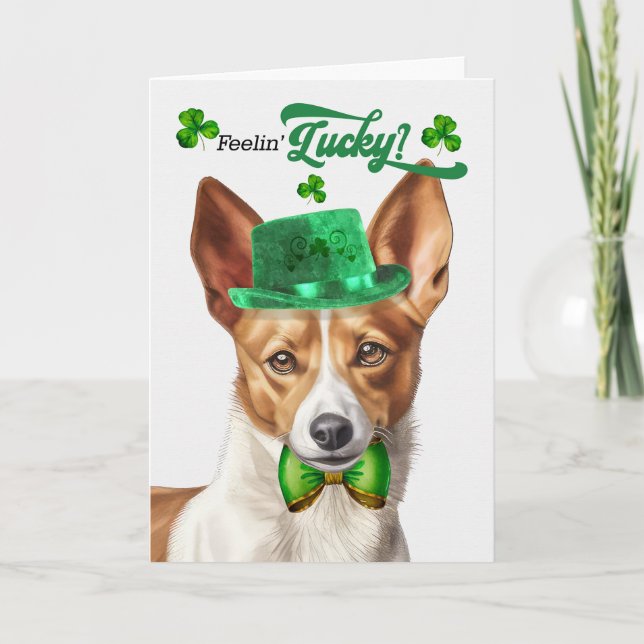 Podengo Hund Feelin'Lucky St patrick's day Helgkort (Framsida)