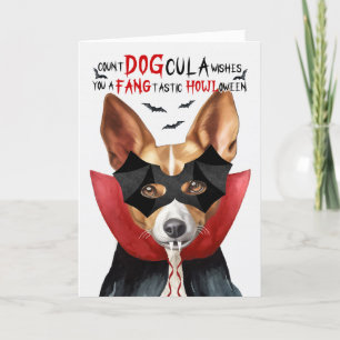 Podengo Hund Funny Count DOGcula Halloween Helgkort