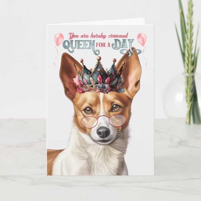 Podengo Pequeno Hund Queen Day Funny Birthday Kort (Framsida)