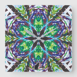 Poder Kaleidoscope Fyrkantig Klocka