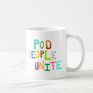 Podfolket förenar rolig färgrik unik konstord kaffemugg