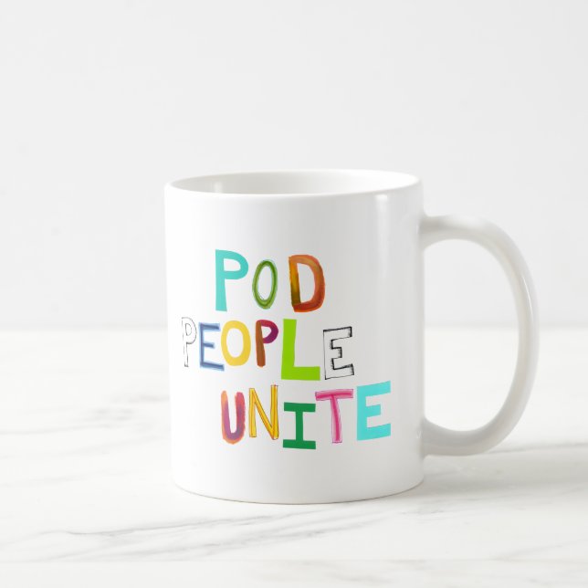 Podfolket förenar rolig färgrik unik konstord kaffemugg (Höger)