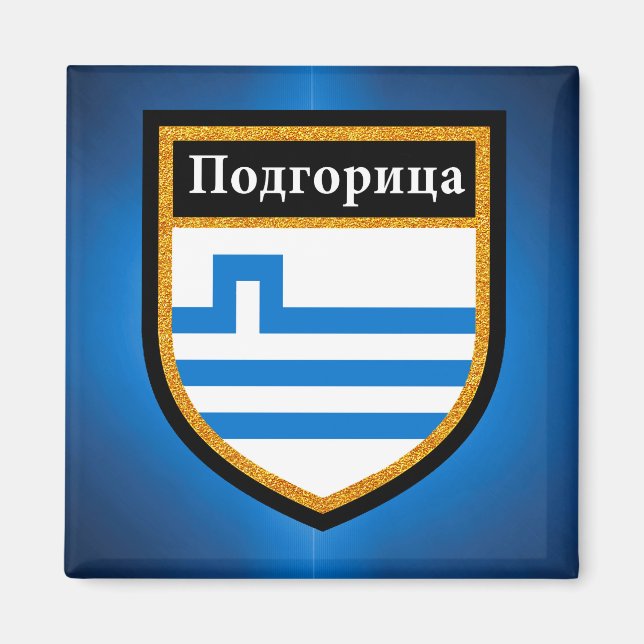 Podgorica Flagga Magnet (Framsidan)