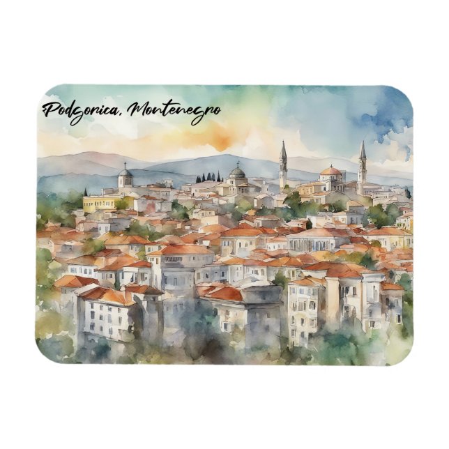 Podgorica Montenegro Panorama View Magnet (Horisontell)
