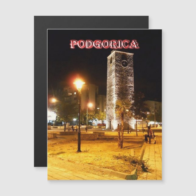 Podgorica-Montenegro-Torn i Natten vid klotet (Fram/baksida)