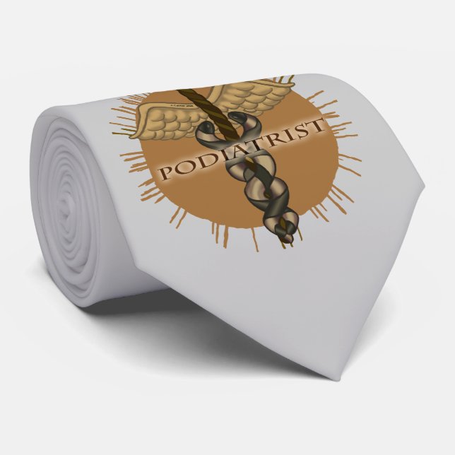 Podiatrist Caduceus eget namn Tie Slips (Rullad)