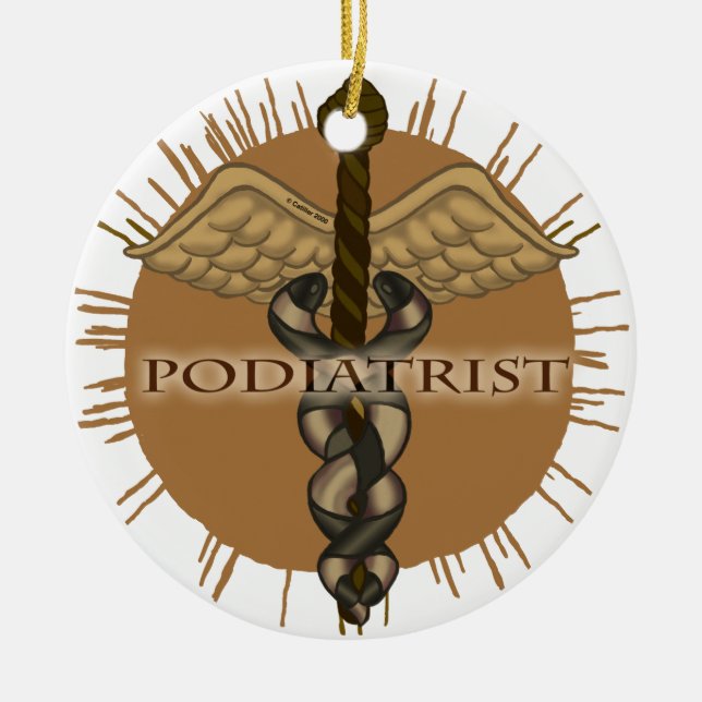 Podiatrist Caduceus Julgransprydnad Keramik (Framsidan)