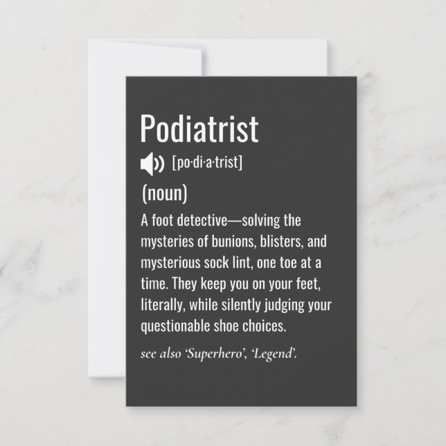 Podiatrist definition tack kort (Framsida)