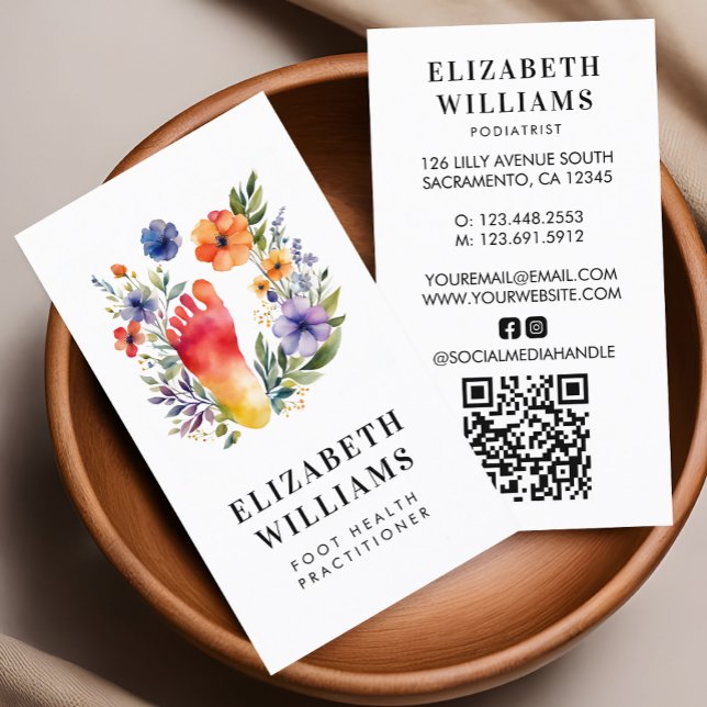 Podiatrist Foot Health Practin QR Code Modern Visitkort (Skapare uppladdad)