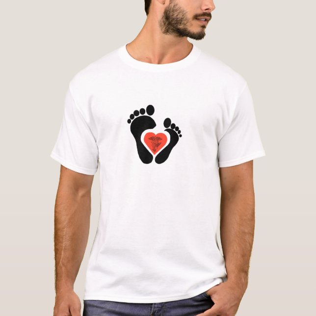 Podiatrist Fot Och Hjärta T-Shirt (Framsida)
