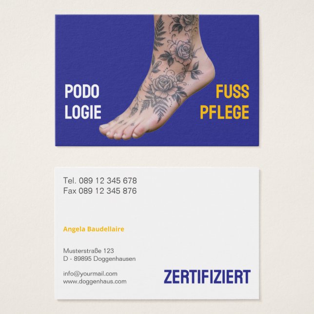 Podology Photo QR Code Foot Care Tattoo art Visitkort (Framsida & baksida)