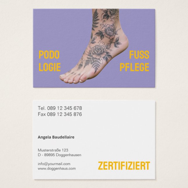 Podology Photo QR Code Foot Care  Visitkort (Framsida & baksida)