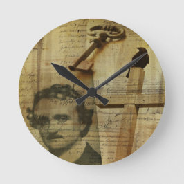 Poe-Collage Rund Klocka