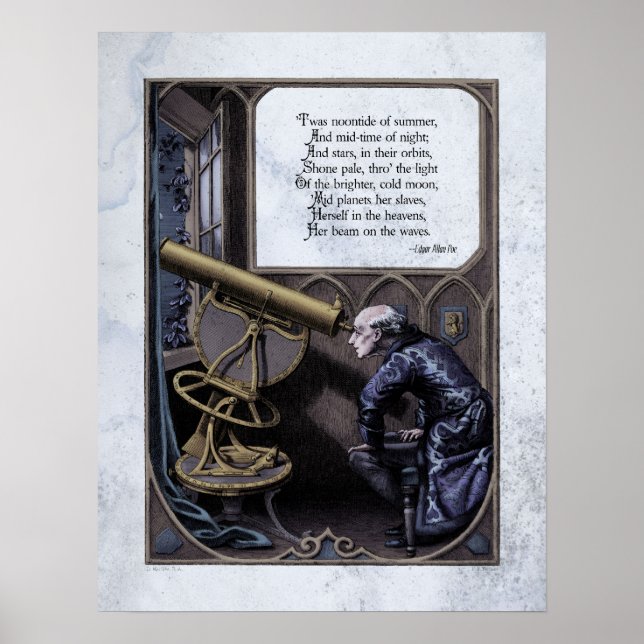 Poe "Evening Star" Steampunk Victorian Art 17x22 Poster (Framsidan)