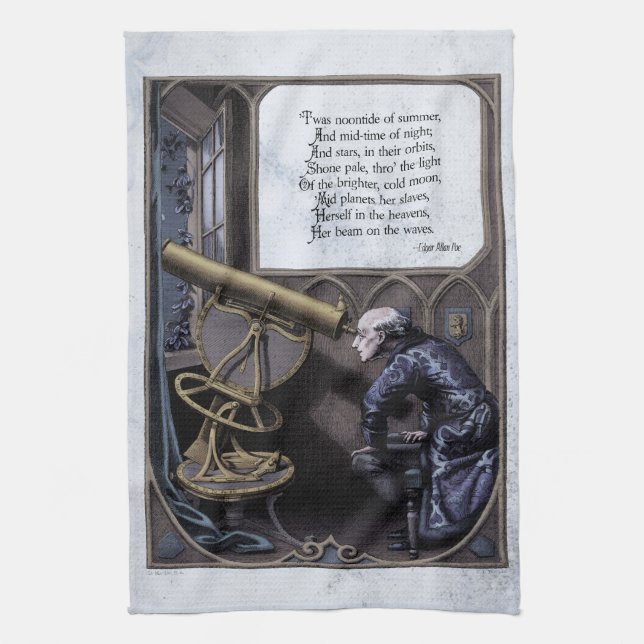 Poe "Evening Star" Victorian Art Poetry Tea Towel Kökshandduk (Vertikal)