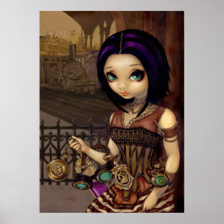 Poe - gotisk steampunk segrorian - Art Skriv ut Poster