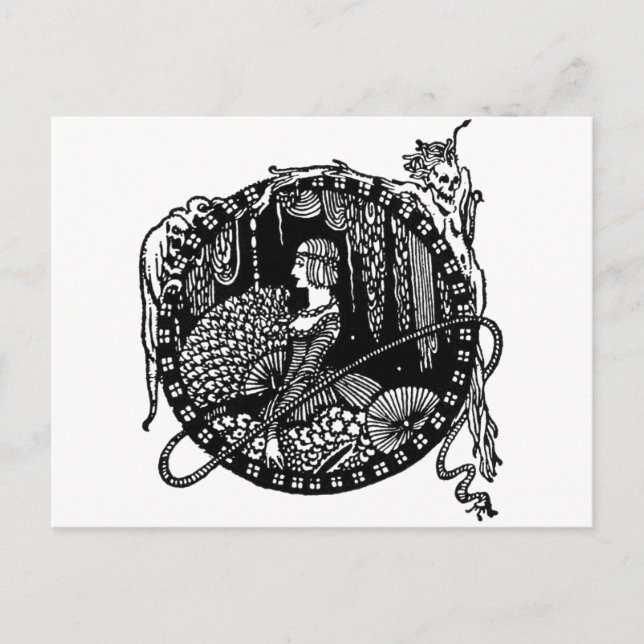 Poe-karaktärsteckning 8 vykort (Framsida)