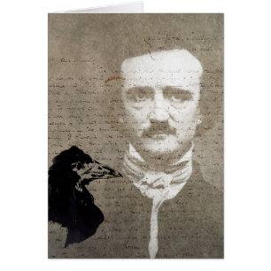Poe och Raven Grunge Digital Art Hälsningskort