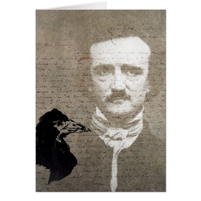 Poe och Raven Grunge Digital Art Hälsningskort (Framsidan)