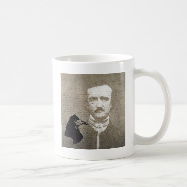 Poe och Raven Grunge Digital Art Kaffemugg (Höger)