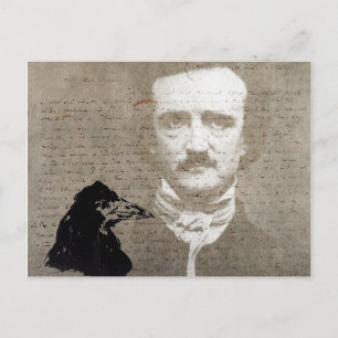 Poe och Raven Grunge Digital Art Vykort