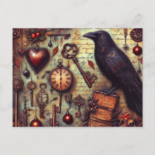 Poe Raven Collage Vykort