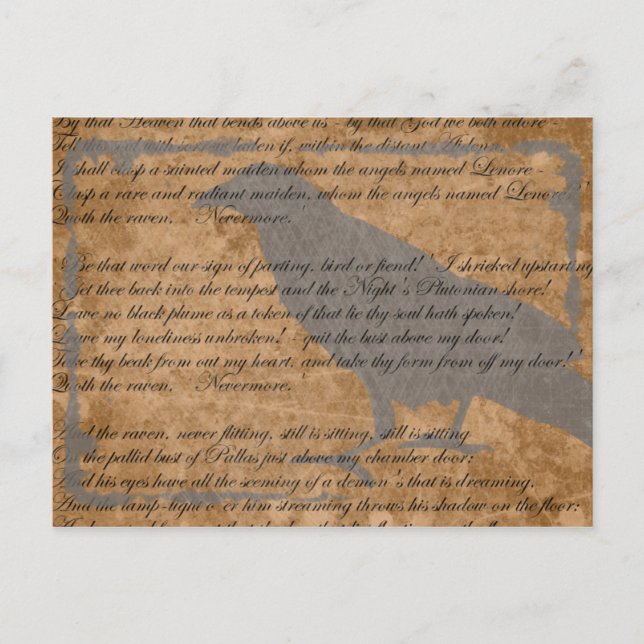 Poe Raven Goth-vykort Vykort (Framsida)