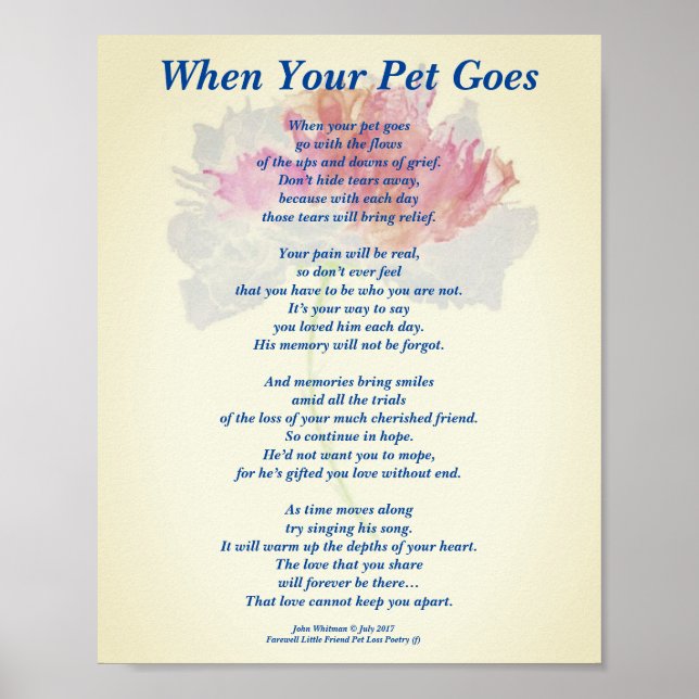 Poem: Male Pet Loss Sympathy FLST Poster Matte (Framsidan)