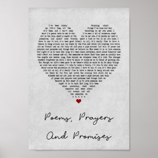 Poems Prayers and Lomises Grått Heart Sång Lyric Poster