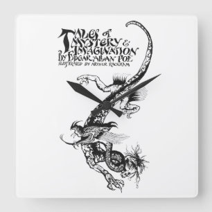 Poes berättelser om mystik och fantasi Dragon Fyrkantig Klocka