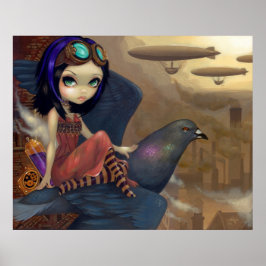 Poes flygart PRINT steampunk fairy urban Poster